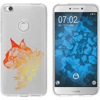 Produktbild von PhoneNatic Case kompatibel mit Huawei P8 Lite 2017 Silikon-Hülle Floral Katze M2-2