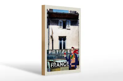 Produktbild von Holzschild Reise 20x30cm Frankreich Architektur Restaurant