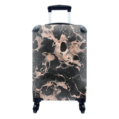 Produktbild von MuchoWow® Koffer Handgepäck Trolley Rollkoffer Kleine Reisekoffer mit 4 Rollen - Marmor - Gold - Schwarz - Cabin Size < 55x40x23 cm & 55x40x20 cm - Fotokoffer - Kabinenkoffer - Boardgepäck - Reise-Box - Reisekoffer - Reisegepäck - Koffer mit Bild - Trolley für Kinder
