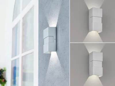 Produktbild von LED Außenwandleuchten 2er Set Silber - Up and Down für Fassadenbeleuchtung Haus