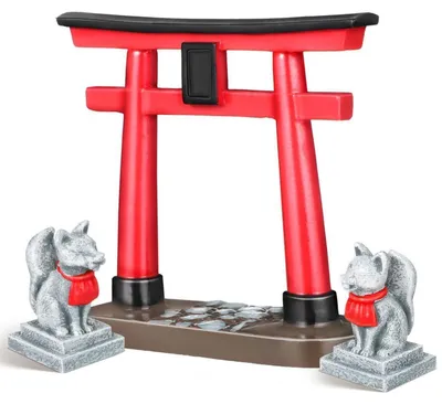 Immagine prodotto di Mini porta giapponese in miniatura con statuette di animali – decorazione per acquari e giardini