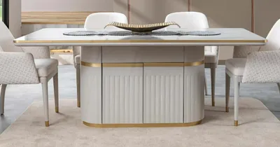 Produktbild von Esstisch mit Fach im Fuß Tisch Esstische Luxus Tische Design Möbel 180x100