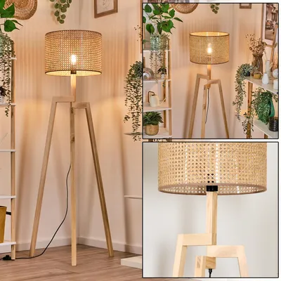 Produktbild von Varoni Stehlampe aus Holz/Wiener Gelecht/Rattan in Naturfarben