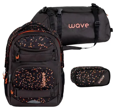 Produktbild von Wave Schulrucksack Set Mädchen Jungs mit Sporttasche Schlamper "Dots Blooms"