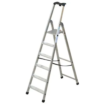 Immagine prodotto di Scala In Alluminio Quadra En131 - 6 gradini cm.53x11,5x196h (136h pedana) kg.7,5
