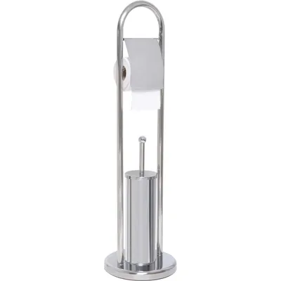 Produktbild von Tendance Toilettenpapierständer mit Toilettenbürste silber Verchromter Stahl 22x22x80 cm