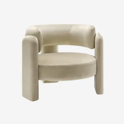 Produktbild von sweeek - Dreibeiniger Sessel aus Samt - Beige
