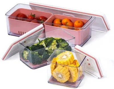 Imagen del producto de Conjunto de 3 recipientes de almacenamiento, sin BPA, de plástico, aptos para refrigerador, congelador y lavavajillas – 10,9 x 10,2 x 8,9 / 20,3 x 10,2 x 8,9 / 31,2 x 10,2 x 8,9 cm