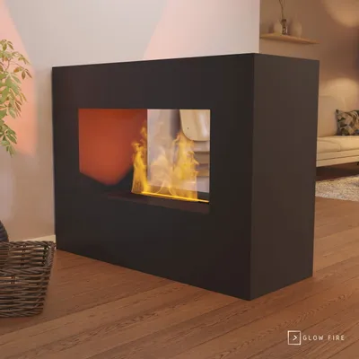 Produktbild von GLOW FIRE Elektrokamin 'Konsalik' | Wasserdampf Kamin mit OMC 500 ohne Holz in schwarz als Raumteiler | HxBxT: 90x120x45 cm