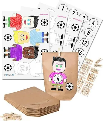 Produktbild von Ausmal Basteladventskalender Fußball zum Selberbefüllen