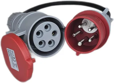 Produktbild von RoadEu - CEE Adapter 16A auf 16A mit Phasenwender - Starkstrom Adapter 16A Stecker auf 16A Kupplung - 3 Meter - CEE Verlängerungskabel