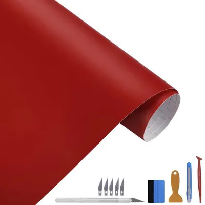 Immagine prodotto di Film adesivo in vinile opaco, autoadesivo, per esterni dell'auto, dimensioni 30 cm x 300 cm, colore rosso, con canale d'aria