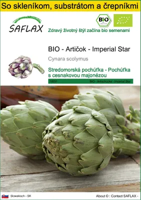 Obrázok produktu pre SAFLAX Kultivačný set - BIO - Artičok - Imperial Star - Cynara scolymus - 5 Semená - S mini skleníkom, pestovateľským substrátom a 2 črepníkmi