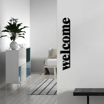 Produktbild von Wallity, Welcome, Dekoratives Wandaccessoire aus Metall, 100 % METALL, Schwarz, 70 x 13 cm
