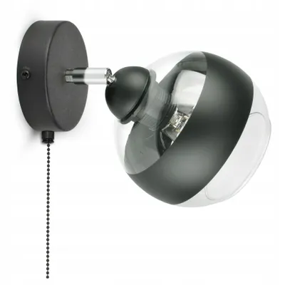 Zdjęcie produktu dla Lampa Ścienna Kinkiet Czarna Szklana Kula Black Belt KGW1 LED E27