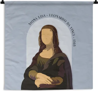Produktbild von MuchoWow® Wandteppich Wandbehang Mona Lisa - Blau - Vintage - Alte Meister 150x150 cm Tapisserie Dekoration Wandtuch - Wohnaccessoires - Modernes