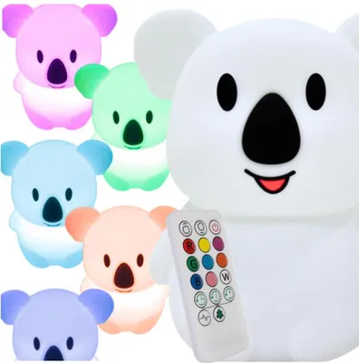 Obrázok produktu pre Bezdrôtové silikónové nočné svetlo koala s dotykovou funkciou a zmenou farby ako darček