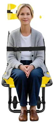 Produktbild von Treppen-Evakuierungsstuhl, tragbares Klappdesign, 159 kg Tragfähigkeit, Gelb