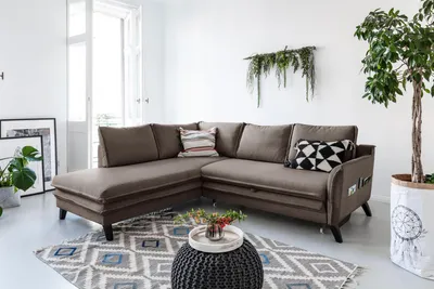 Produktbild von MIUFORM Charming Charlie - Ecksofa mit Bettfunktion und Bettkasten L-FORM LINKS - 234x200cm - Braun - Sofa Schlafsofa Couch