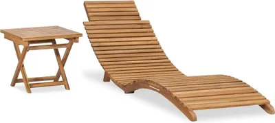 Produktbild von Klappbare Sonnenliege mit Tisch Massivholz Teak