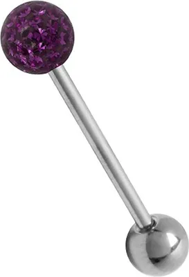 Produktbild von Zungenpiercing Piercing Titan G23 Mit Kristall Elements Kugel 5mm Beschichtet- Amethyst CJRB-05S - 14.0 Millimeter