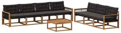 Produktbild von vidaXL Outdoor-Sofagarnitur mit Kissen 8 pcs Natürlich und Schwarz
