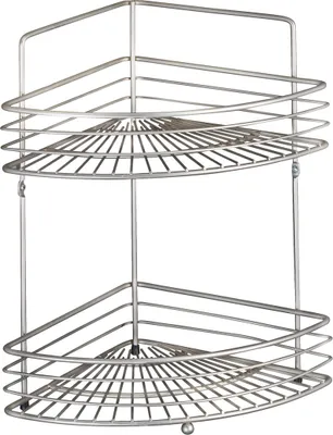 Produktbild von WENKO Eckwandregal Mod. Milano elegantes Badezimmerregal mit 2 Etagen zur optimalen Stauraumnutzung für Badmöbel und Badaccessoires in Raumecken Wandmontage satiniert Chrom 31,5 x 37 x 22 cm Metall Matt