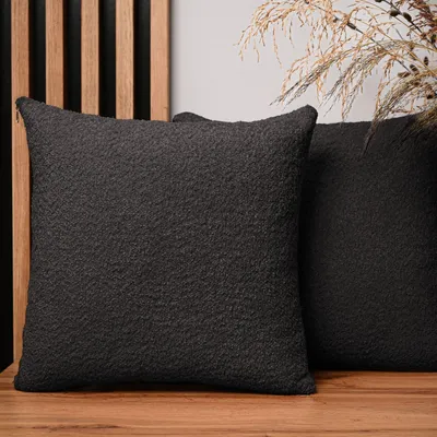 Obrázek produktu pro MG Design, sada 2 povlaků na polštáře, 50 x 50 cm, tmavě šedá barva - s zipem, jemně tkané s příjemnou texturou, snadno se udržují