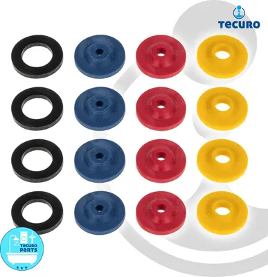 Produktbild von tecuro 16-teiliges Wasser-Spar-Set für Brauseschlauch/Duschkopf - Wasserdurchflussbegrenzer Blau 5 Liter, Rot 7 Liter, Gelb 11 Liter