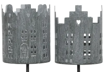 Image de Set de 2 bougeoirs en métal gris Ø 8 x 10 cm