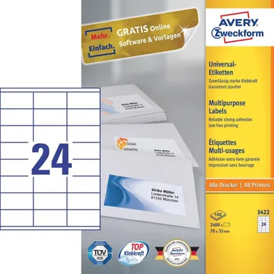 Immagine prodotto di AVERY 3422-100.IT AVERY Etichetta multiuso, 70 x 35 mm, bianco