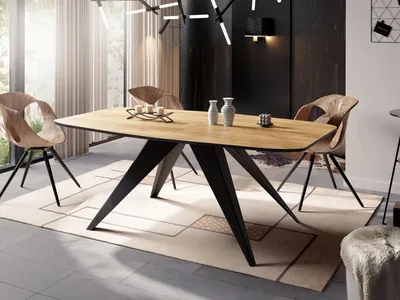 Produktbild von Ausziehbarer Esstisch im Loft-Stil - Industrieller Tisch mit Schwarzen Metallbeinen - Modernes Design für Wohnzimmer - 160 cm Ausziehbar auf 200 cm - Craft Eiche