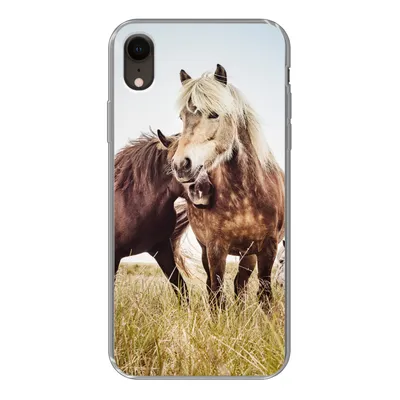 Produktbild von MuchoWow® Handyhülle Schutzhülle Hülle für iPhone XR Pferde - Gras - Frühling Silikon Softcase Handy Hülle - Schutzdeckel