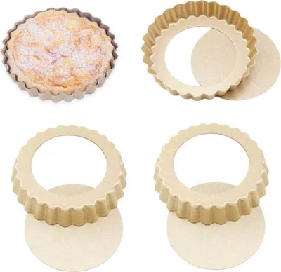 Image de CANDeal 4 moules à quiche de 10cm avec fond élévateur pour quiches/tartelettes,revêtement antiadhésif