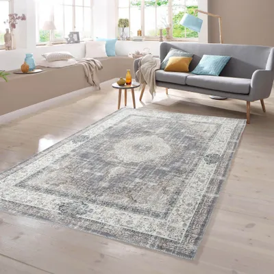 Obrázok produktu pre Klasický koberec s kvetinovými motívmi v šedo-béžovej farbe, rozmery – 240 x 340 cm