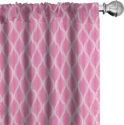 Produktbild von ABAKUHAUS Pink und Weiß Vorhänge, Gardinen, Pastell Ogee Motive mit gebogenen Streifen abstrakt ethnischen Design, 2 Stück 75 x 245 cm, Rosa Blassrosa und Weiß