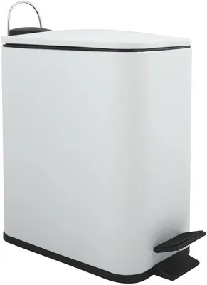 Immagine prodotto di Uniqoos® Pattumiera bianca elegante da 5 litri in acciaio inossidabile, con sistema di chiusura ammortizzata, ampio pedale e contenitore interno estraibile – ideale per bagno e cucina