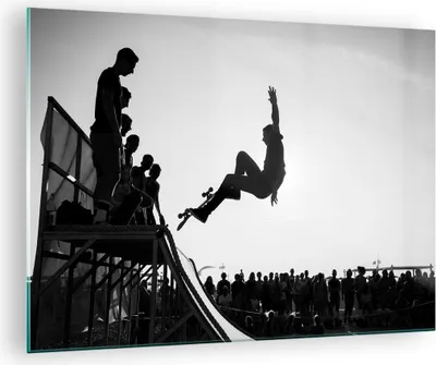 Produktbild von Bilder auf glas - Sport Skateboard - 70x50cm - Glasbilder - Wandbilder - Kunstdruck - zum Aufhängen bereit - Wanddekoration aus Glas - Glas Bilder - Wandbild auf Glas - Einteilig - GAA70x50-3655