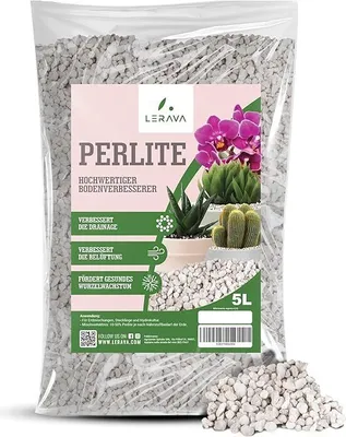Produktbild von LERAVA® Perlite für Pflanzen [Bio] - 5L - Optimale Blumenerde Beimischung, Natürlich & Atmungsaktiv - Effektiver Nährstoff- & Wasserspeiche