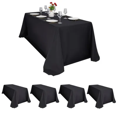 Immagine prodotto di Tovaglia rettangolare, colore nero, dimensioni 229 x 396 cm, set da 4, realizzata in poliestere, lavabile e idrorepellente