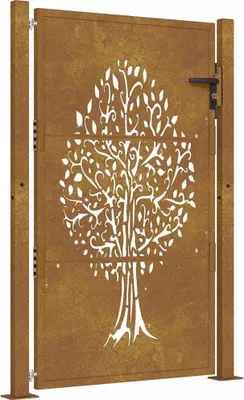 Produktbild von vidaXL Gartentor 100x125 cm Cortenstahl Baumdesign