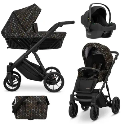 Image de Kunert Ivento 3in1 poussette avec cadre noir et design blanc