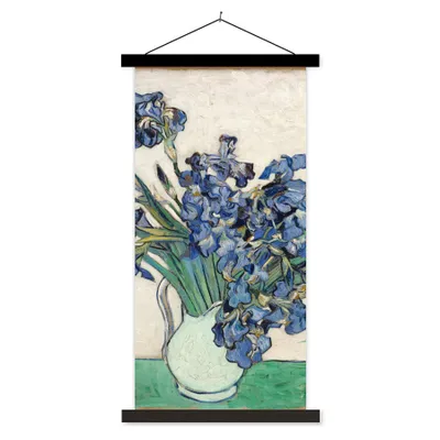 Produktbild von MuchoWow® Textilposter Stilleben mit Schwertlilien - Vincent van Gogh 90x180 cm mit schwarzem Rahmen - Dekoration Wohnzimmer