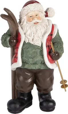 Immagine prodotto di Clayre & Eef decorazione natalizia figura Babbo Natale 15x11x25 cm verde rosso plastica