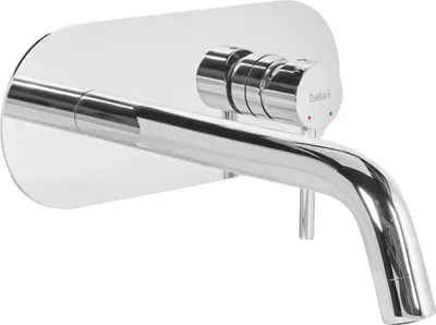 Produktbild von BELIANI Wandmontierte Waschtischarmatur Silber aus Messing Einhebelmischer Mischbatterie Wandmontage Wandarmatur Waschbecken Badezimmer