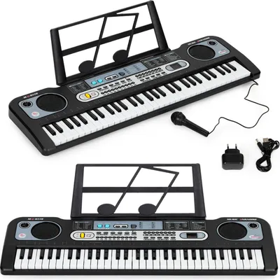Immagine prodotto di Grande tastiera per pianoforte con microfono per bambini + alimentatore