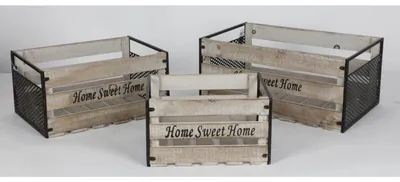Produktbild von Holzboxen Set Home 3er Korb Körbe Aufbewahrung Dekoration Lagerungskiste Wohnen