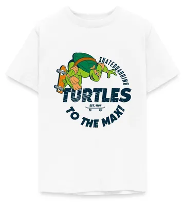 Produktbild von Spreadshirt Ninja Turtles Skatboarding Turtles Teenager T-Shirt, 134/146 (9-11 Jahre), Weiß