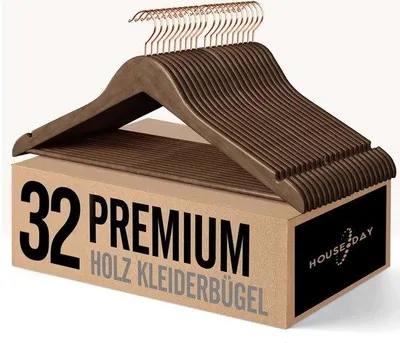 Produktbild von Famanu Holzkleiderbügel 32 Stück - Walnuss