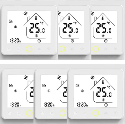 Zdjęcie produktu dla 6X Inteligentny termostat pokojowy 5A Ogrzewanie podłogowe Ogrzewanie wodne Termostat ścienny Regulator temperatury Intellight Bez WiFi, Biały termometr wewnętrzny